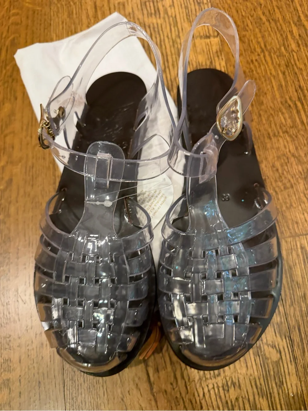 Ancient Greek Sandals Women’s Clear Jelly Sandals - Black Sole- runs SMALL